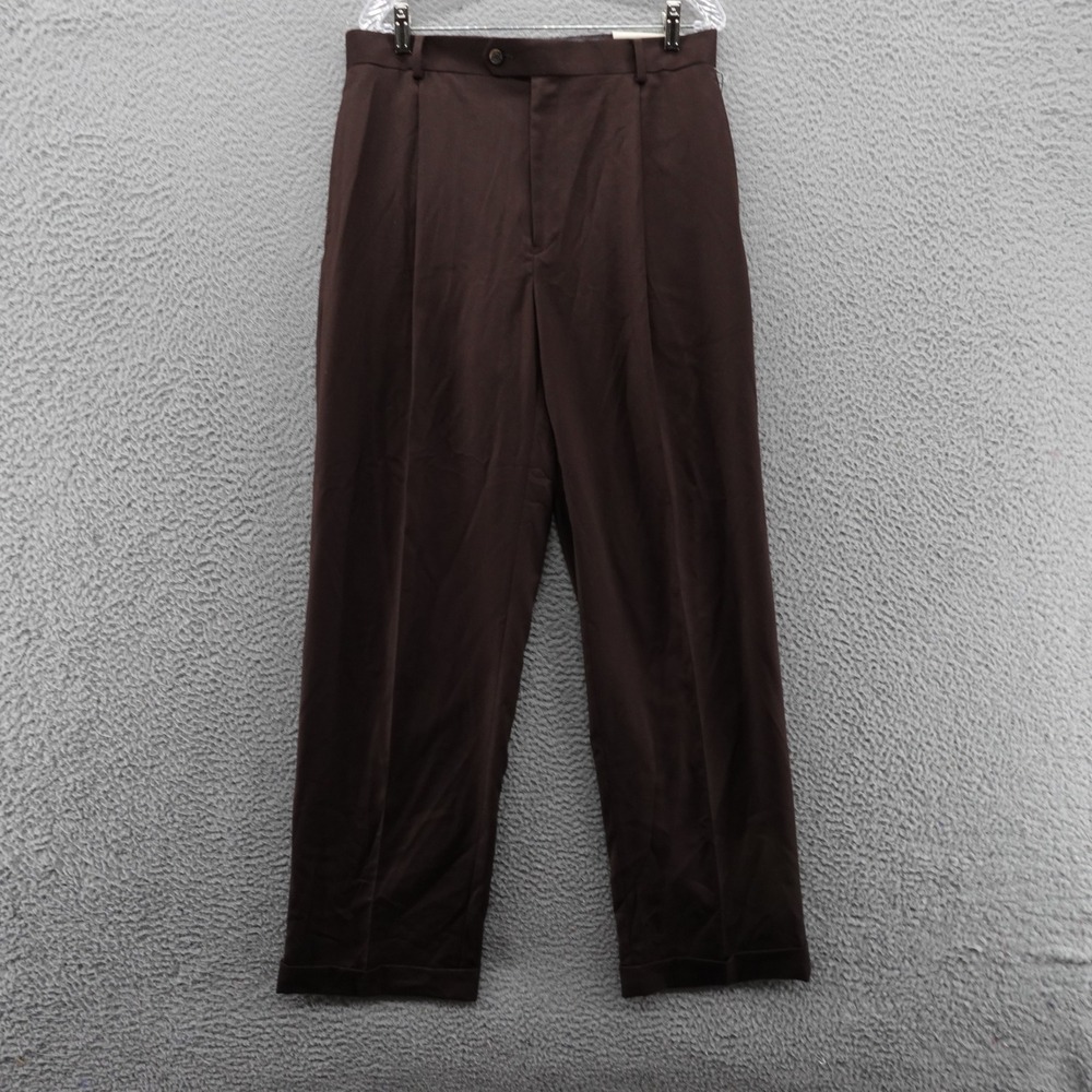 Sean John Mens Wide Leg Pleated Dress Pants Brown 34W‎ x 32L NEW